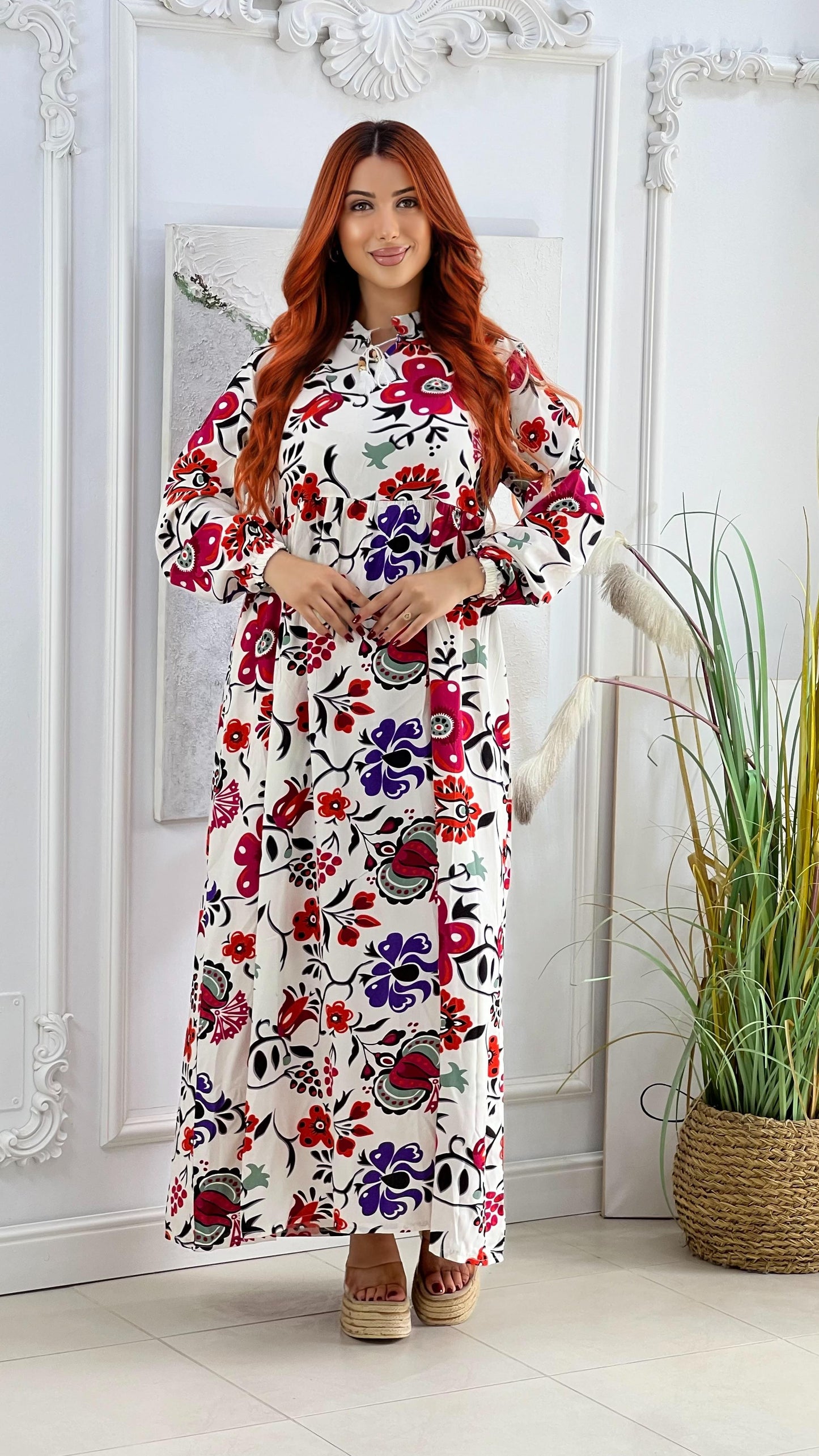 Robe Longue Fleurie. فستان طويل بطبعات زهرية