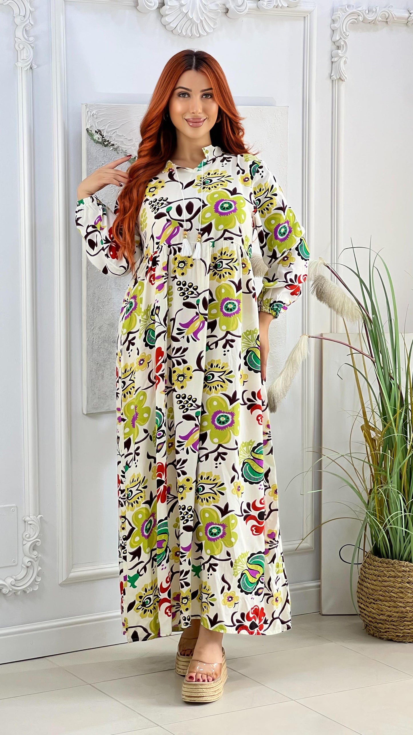 Robe Longue Fleurie. فستان طويل بطبعات زهرية
