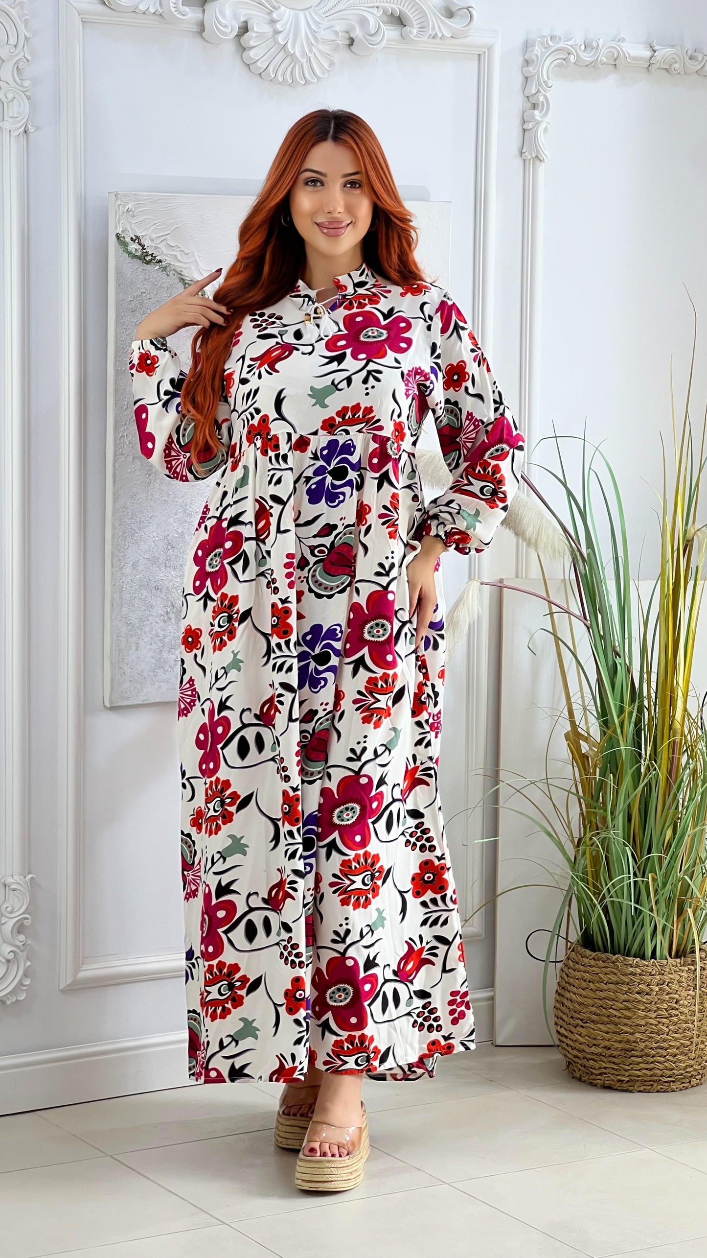 Robe Longue Fleurie. فستان طويل بطبعات زهرية
