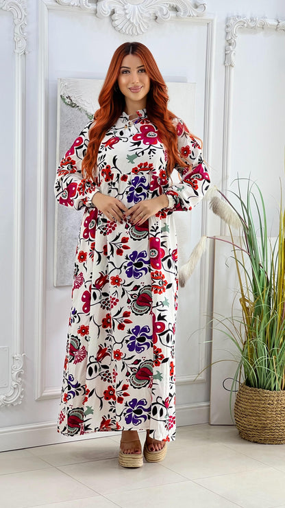 Robe Longue Fleurie.                 فستان طويل بطبعات زهرية